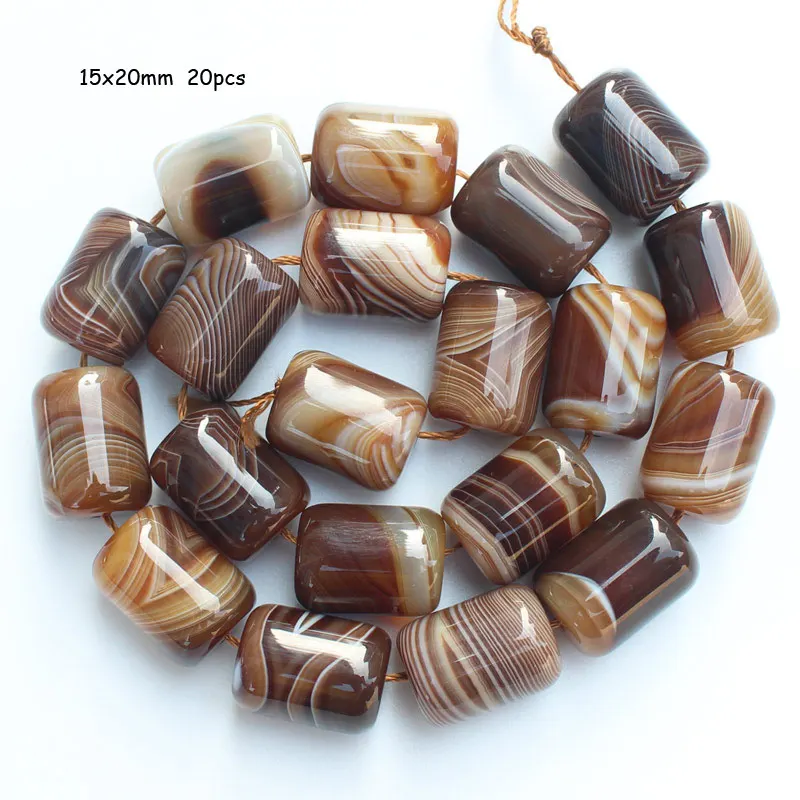 Frost, smooth Multi Size 13-25mm coffe Color Stripe agates Drum shape beads 15\