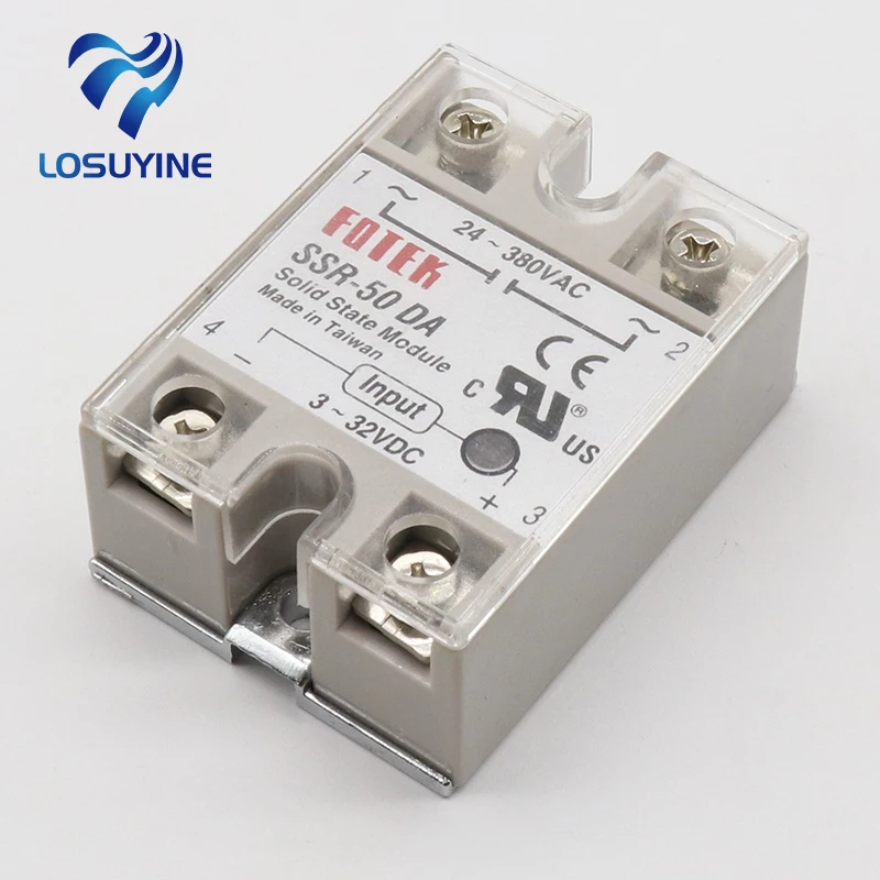 1PC SSR-50 DA SSR-50DA Manufacturer 50A SSR Relay input 3-32VDC output 24-380VAC Good Quality with Plastic Cover Wholesale Hot