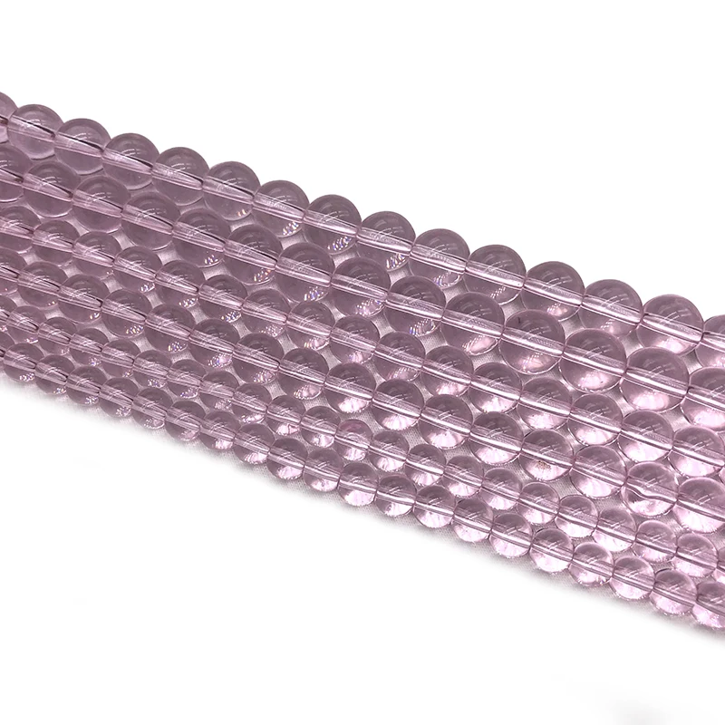 Smooth Pink Glass Stone Round Loose Beads 6 8 10 MM Pick Size Fit Diy Handmade Beads For Jewelry Making Wholesale