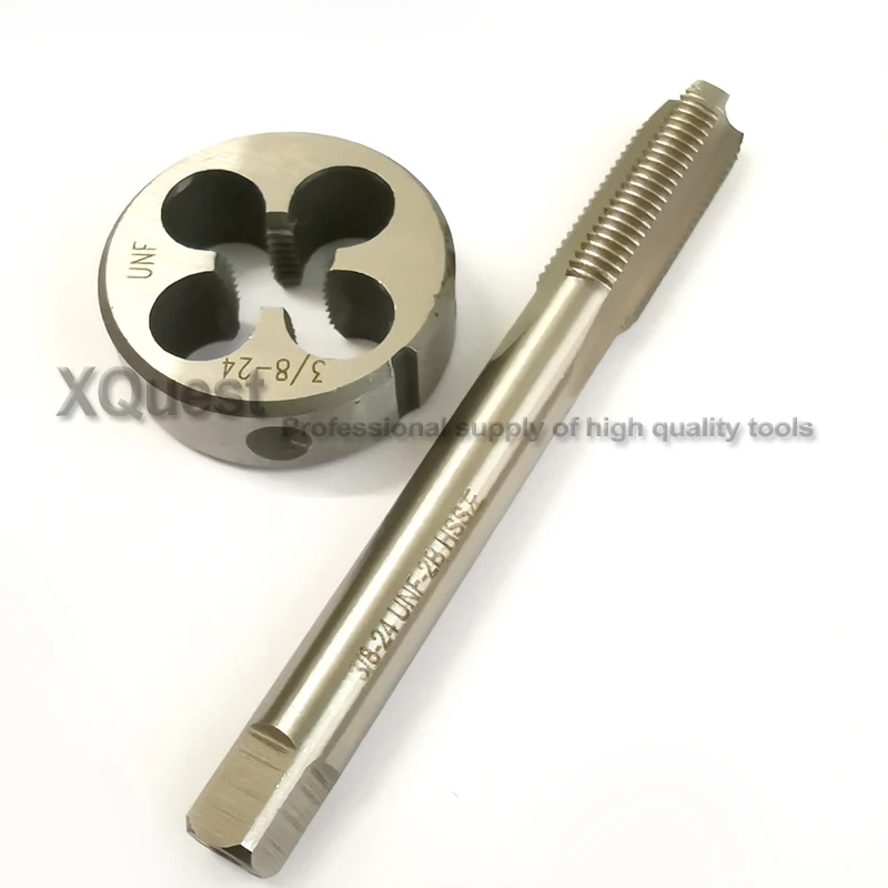 

2pcs Unified Left Hand tap and die set UNC3/8 3/8 UNC3/8-16 UNC LH Fine screw thread taps round dies UNF3/8 UNF 3/8-24