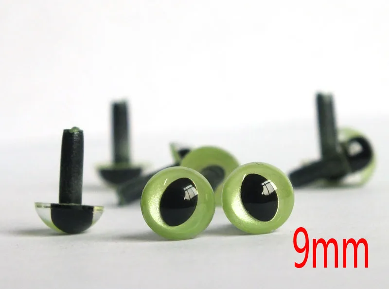 9mm OLIVE CAT / FISH amiguumi animal plastic craft safety eyes--green