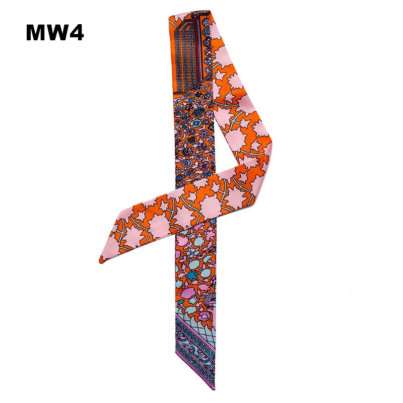 Bag Scarf 2023 New Hot Geometric Print Women Silk Scarf Small Bag Ribbon Female Headband Fashion Head Scarf Long Scarves & Wraps