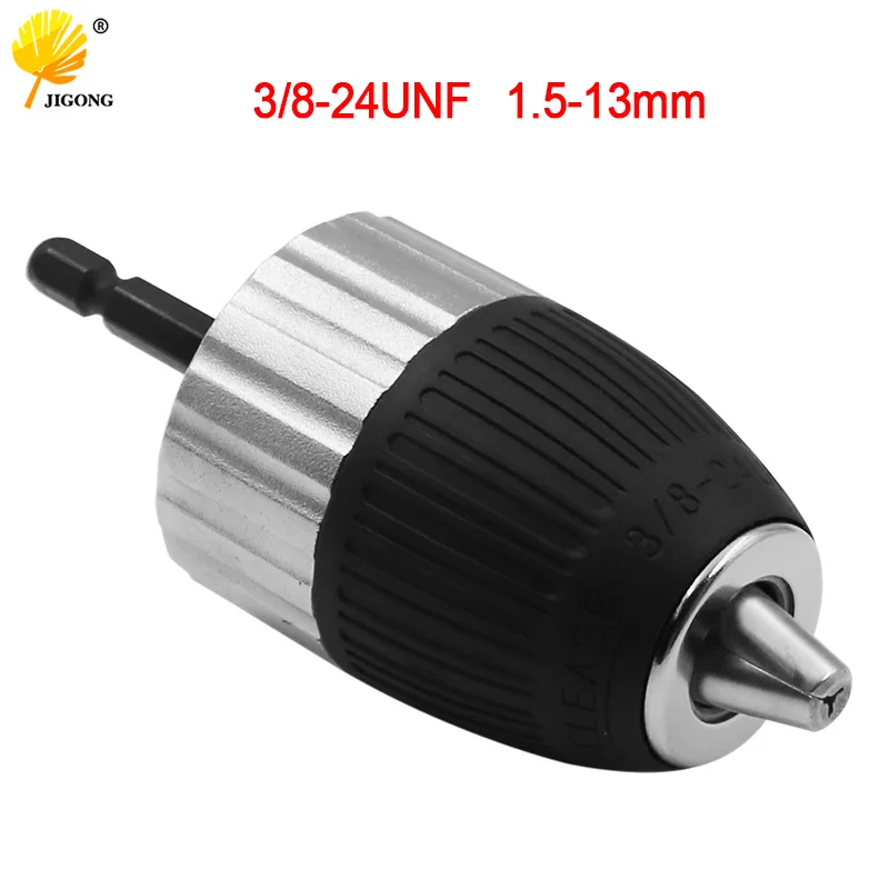 

2-13mm 3/8-24UNF Self-locking Keyless Wrench Drill Chuck Impact Hammer Conversion Drill Bit Holder