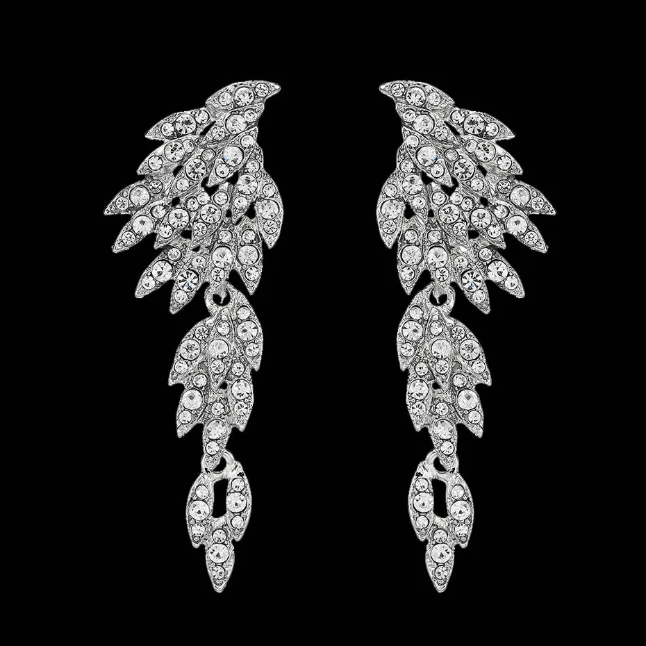 Miallo Fashion Austrian Crystal Alloy Bridal Long Earrings for Women Wedding Big Earrings for Bride Bridesmaids Gifts