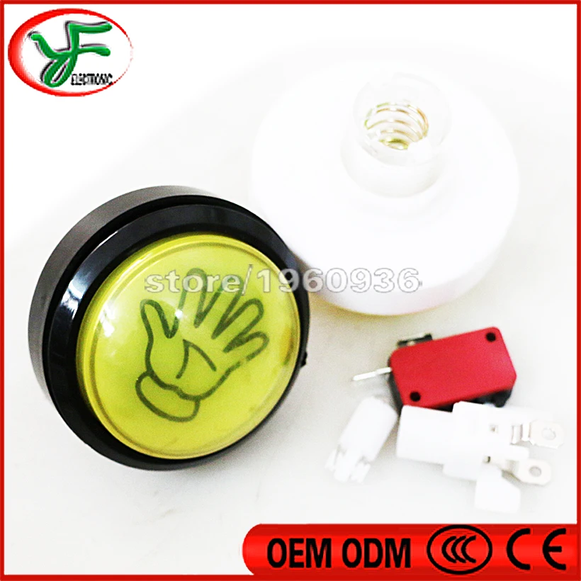 

2pcs 60MM 12V illuminated push button hand logo arcade button switch button for Children's game shooting game