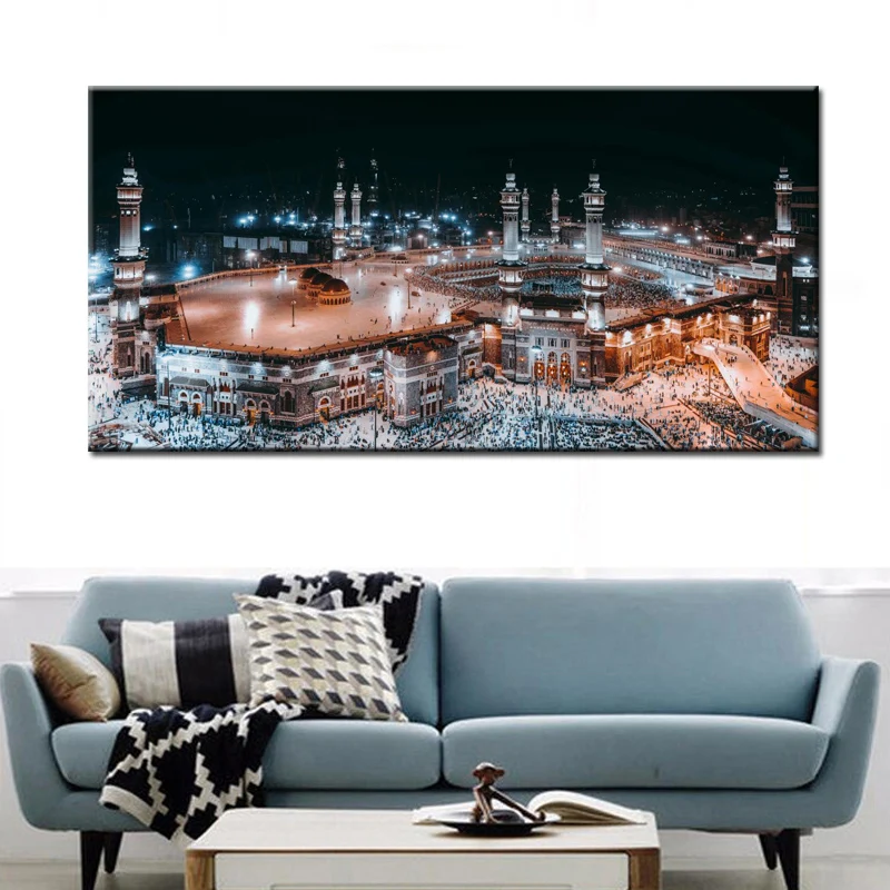 Modern Wall Art Mecca Islamic The Caaba Landscape Canvas Painting Posters and Prints on Wall Pictures For Living Room Home Decor