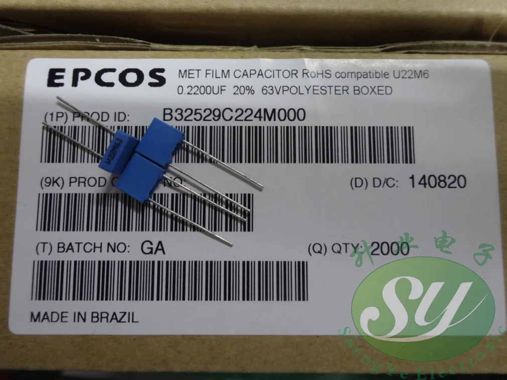 

2019 hot sale 20PCS/50PCS EPCOS 0.22uf/63v 220nf u22 224 new thin film capacitors B32529C224M free shipping