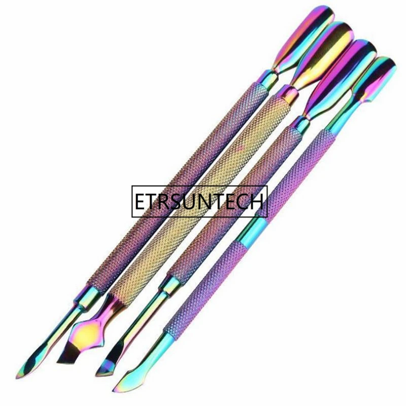 

Nail Art Dead skin push and Dead skin shovel Cuticle Pusher UV Gel Remover Stainless Steel Colorful Manicure Pedicure Tool F1736