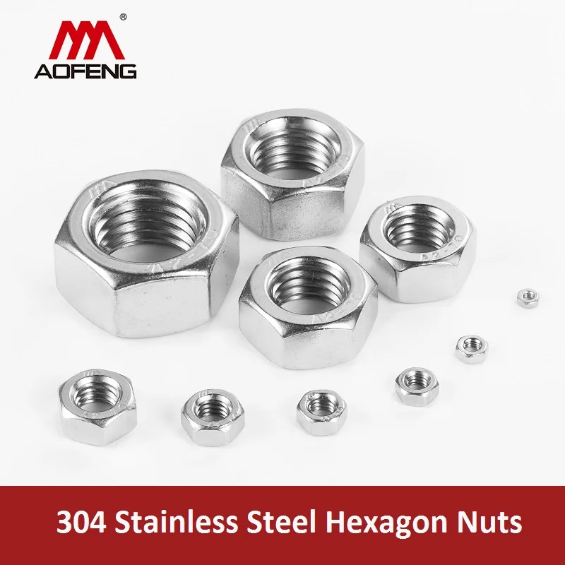 304 Stainless Steel Hexagon Nuts DIN934 M2 M3 M4 M5 M6 M8 M10 M12 M14 M16 M20 M24 for Hexagon Screws for Mechinal Use