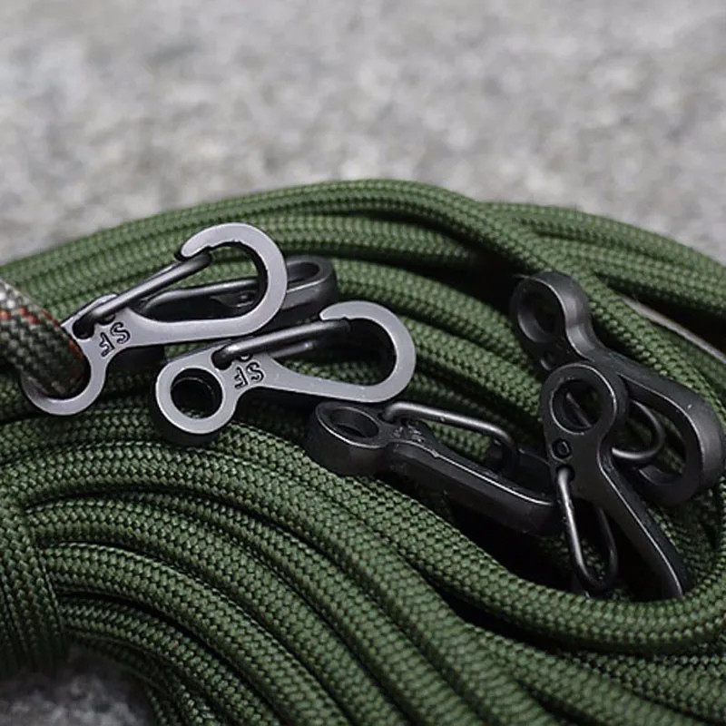 Regalo Unisex Portachiavi Paracord EOTW Con Moschettone - Sopravvivenza Militare Nero E Rosa Moschettone Sopravvivenza - Foto 4