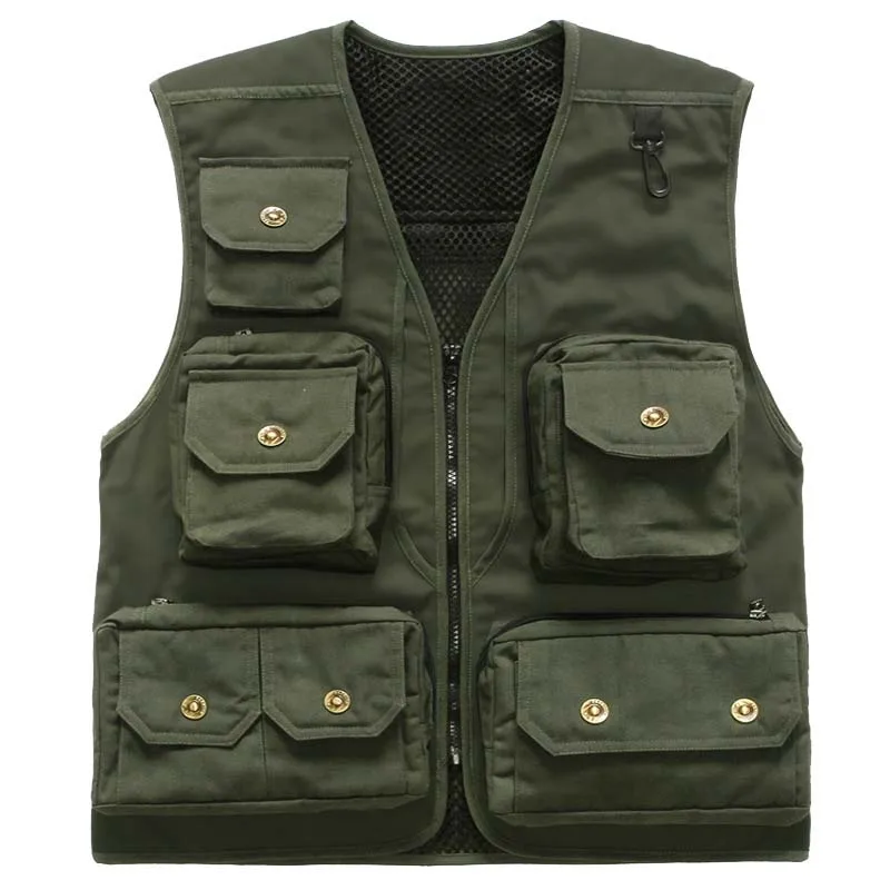 Mes Weste Multi Tasche Atmungs Leinwand Weste Männer Fotograf Weste Taschen Ärmellose Jacke Werkzeug Taschen Uniform VT-016