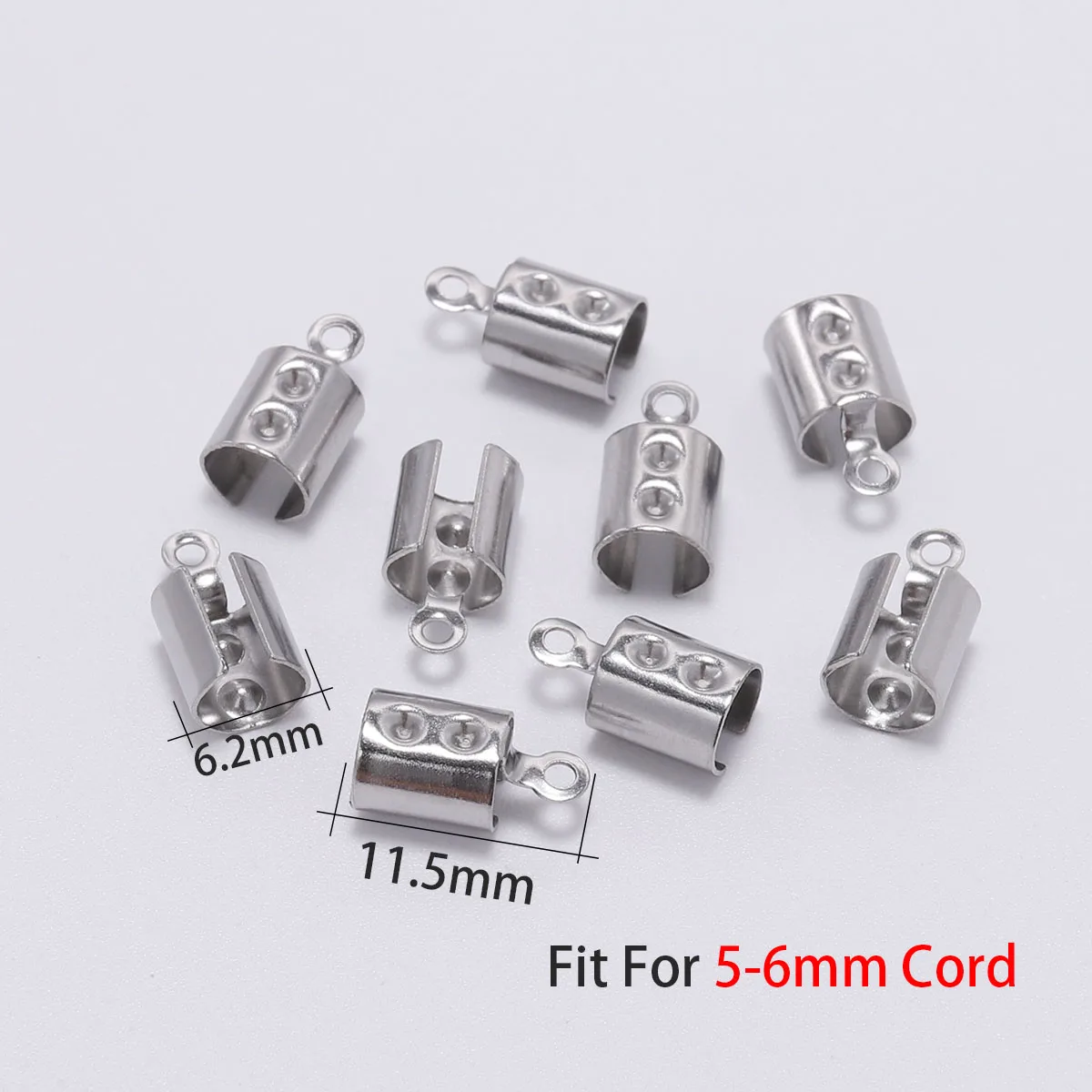 50 pcs Stainless Steel Leather Cord clasp End Clasps Crimp Bead Connectors For Jewelry Making Findings DIY Accessories Supplies