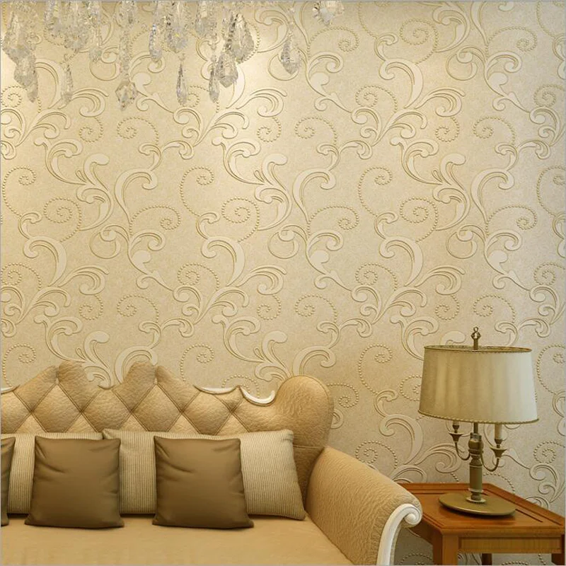 

Q QIHANG 3D Europe Style Embossed Environmental Friendly Non-woven Bedroom Living Room TV Background Wallpaper 0.53m*10m=5.3m2