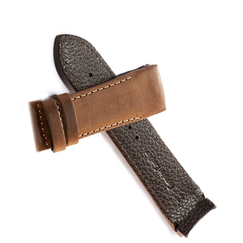 Reef Tiger/RT 23mm Width Brown Leather Watch Strap Black Genuine Leather Watch Wristband for Men RGA703