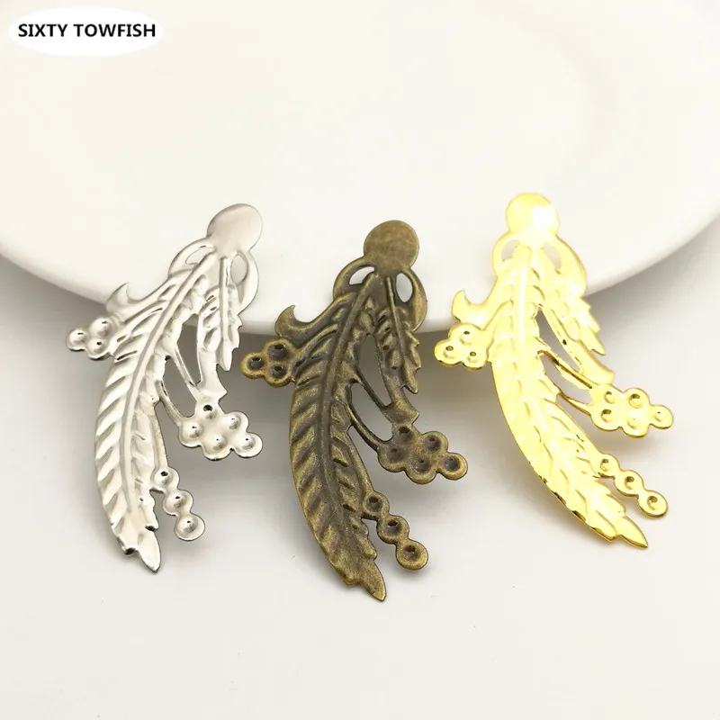 20 PCS 31*54mm Antique bronze/Gold Metal Filigree Wheat Flowers Slice Charms base Setting Jewelry DIY Components Making