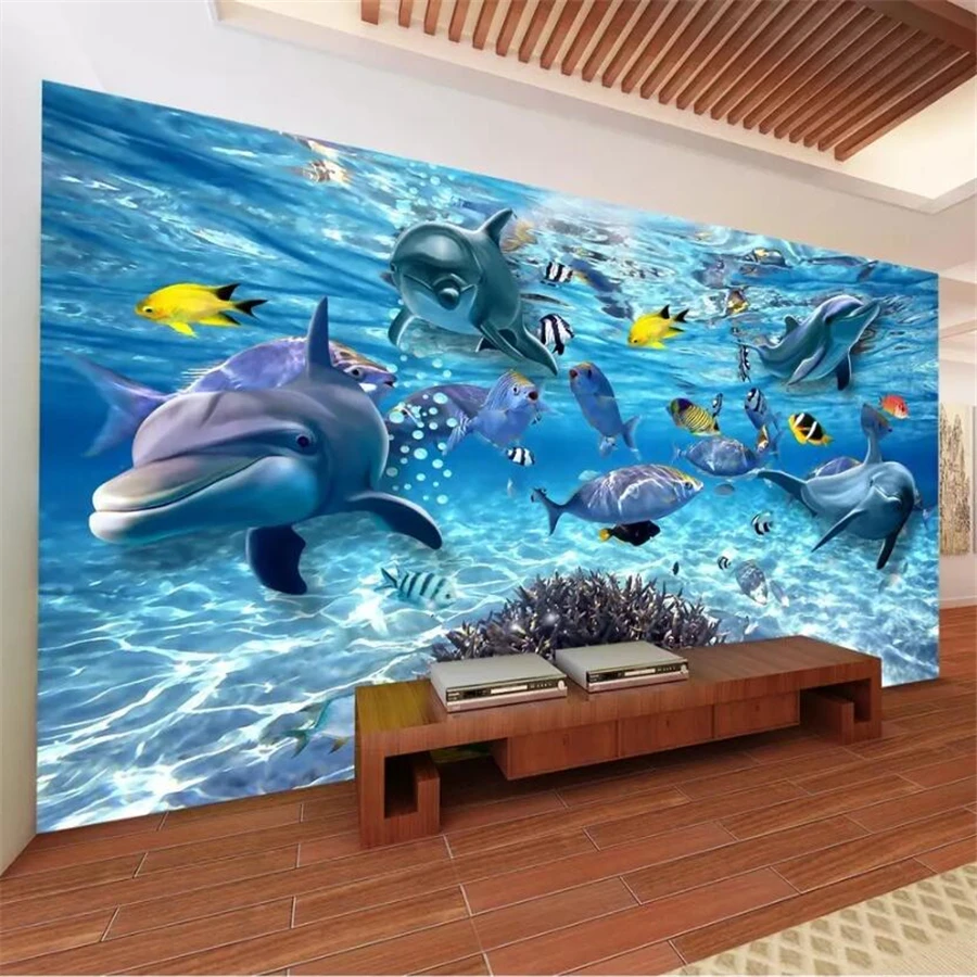 

beibehang Custom Wallpaper 3d Stereo murals Underwater World Living Room Bedroom sofa Background Wall paper 3d papel de parede