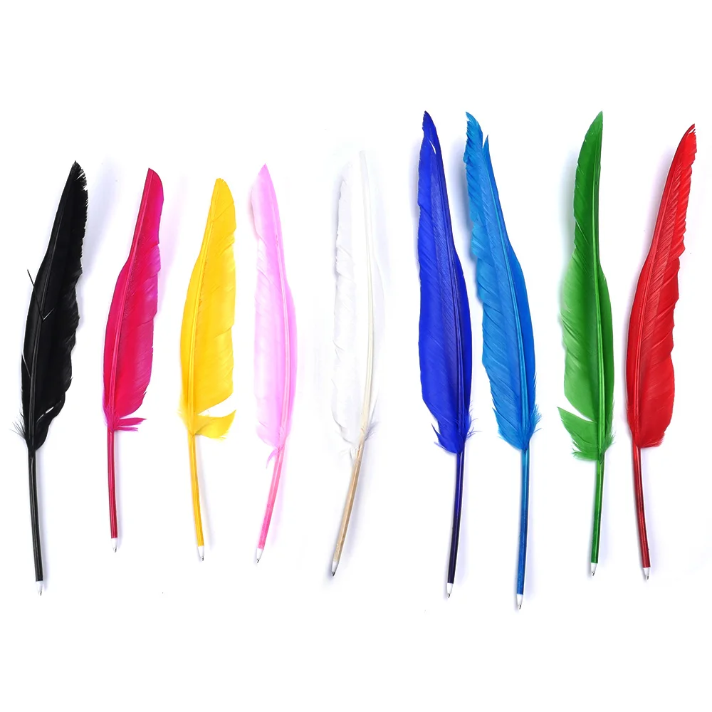 1Pcs Retro Style Feather Quill Plastic Ballpoint Pen for Office Student Home Decor