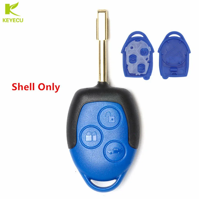 Keyecu Vervanging Nieuwe 3 Button Transit Connect Set Afstandsbediening Sleutel Shell Voor Ford Transit Wm Vm 2006-2014 Blauw case (Shell Alleen)