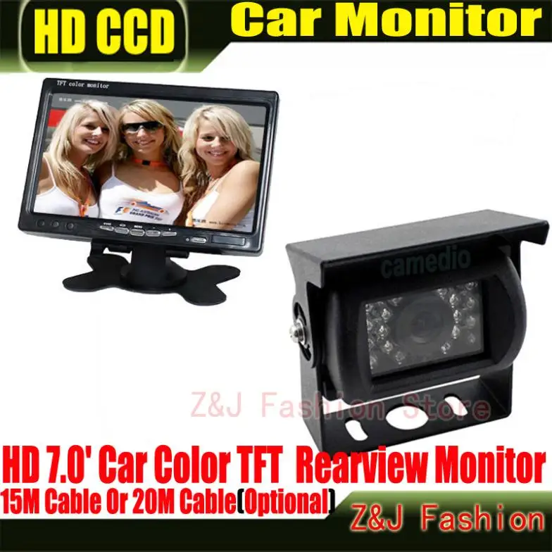 

Factory Selling 18 IR Reverse Camera +NEW 7" LCD Monitor+Car Rear View Kit car camera BUS And Truck parking sensor ZJ