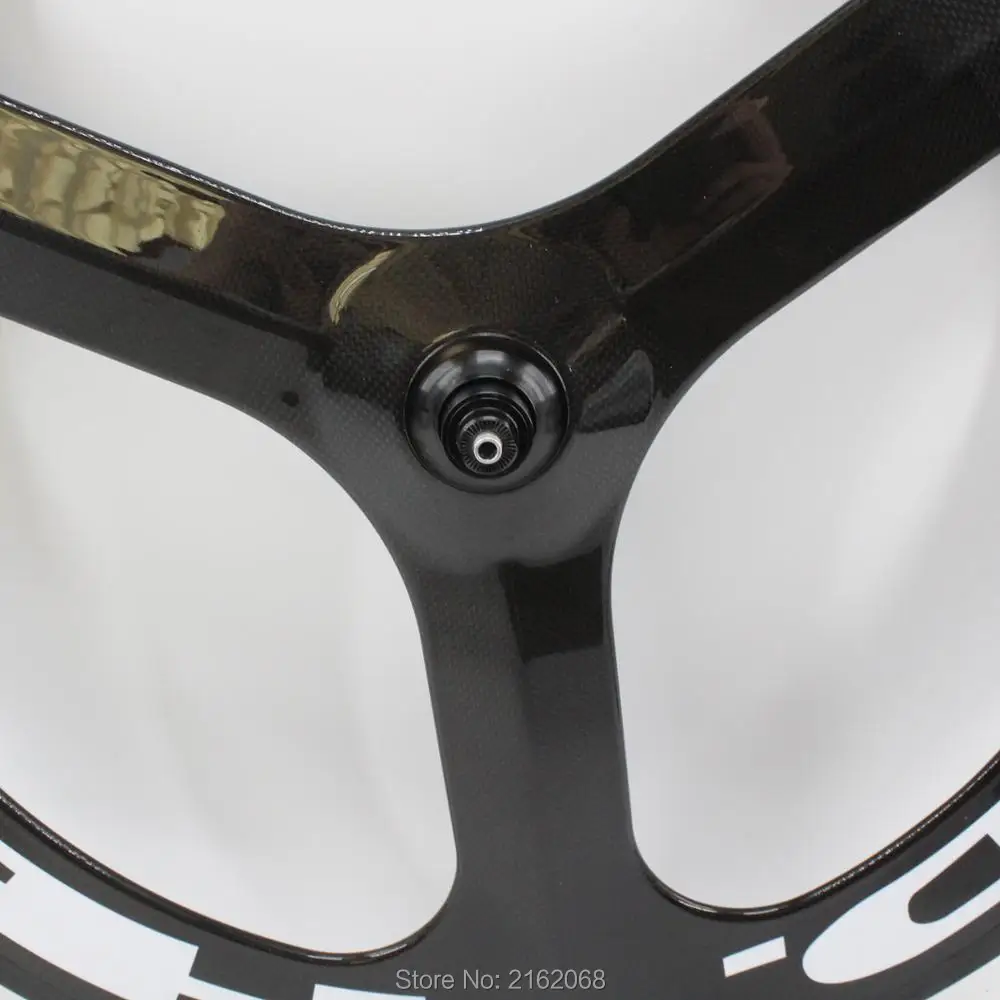 Newest 700C Road Track Fixed Gear bicycle 3K UD 12K full carbon bike wheelset 3 spokes and tubular clincher rim Tri-spoke +hubs