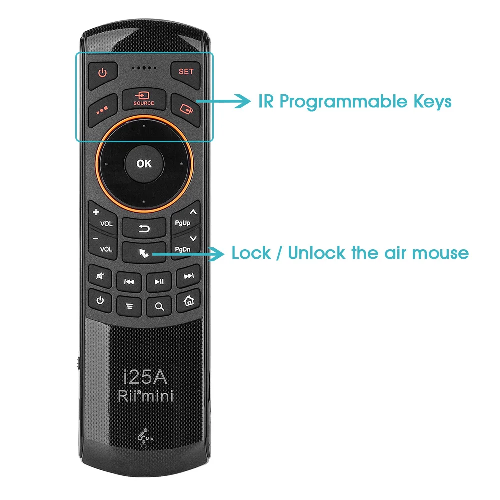 Rii i25A 2.4G Mini Wireless Keyboard Universal Air Mouse Remote Control With Earphone Jack For Smart TV Android TV Box Fire TV