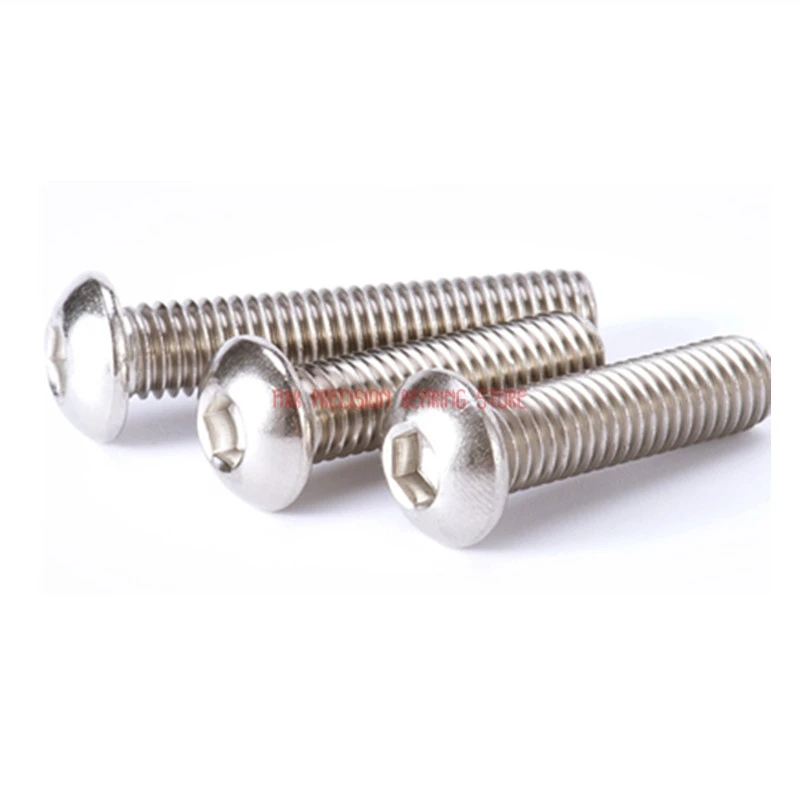 100pcs M3 Bolt A2-70 Button Head Socket Screw Sus304 Stainless Steel M3*(4/5/6/8/10/12/14/16/18/20/22/25/30/35/40/45/50) Mm