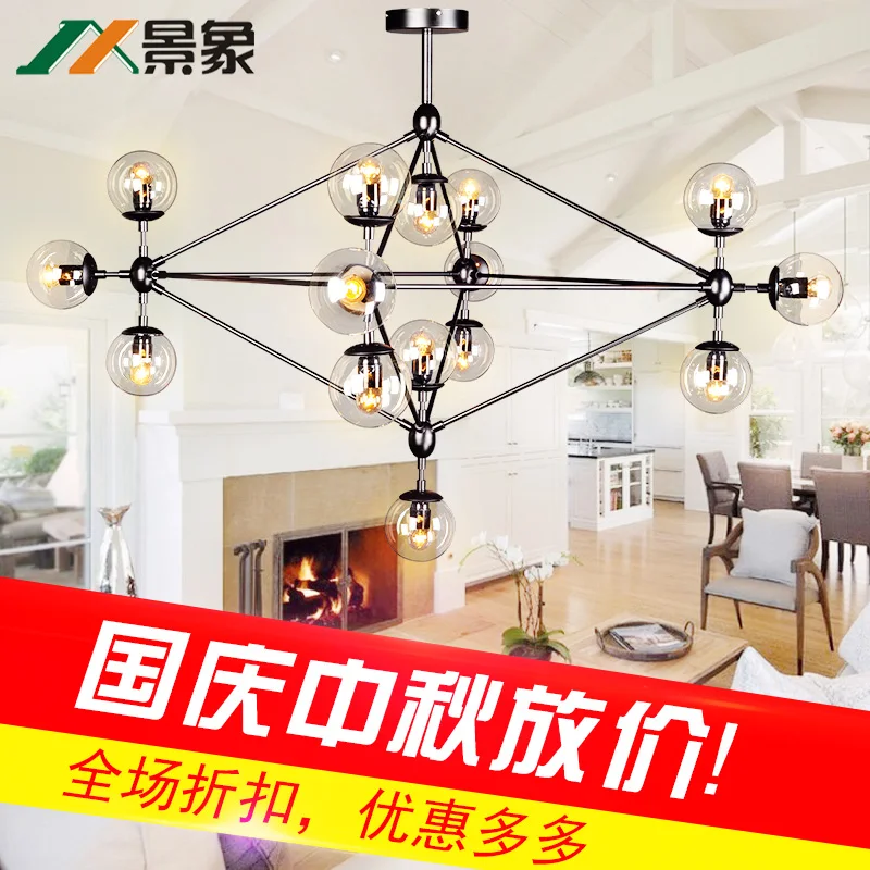 The creative dining room chandelier Beanstalk personalized art glass ball bar retro industrial clothing store LED