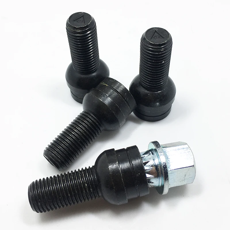 M14*1.5MM Black Steel Wheel Bolt & Lock Lug Nut Set With Key For Golf Jetta Bora Car Accessories