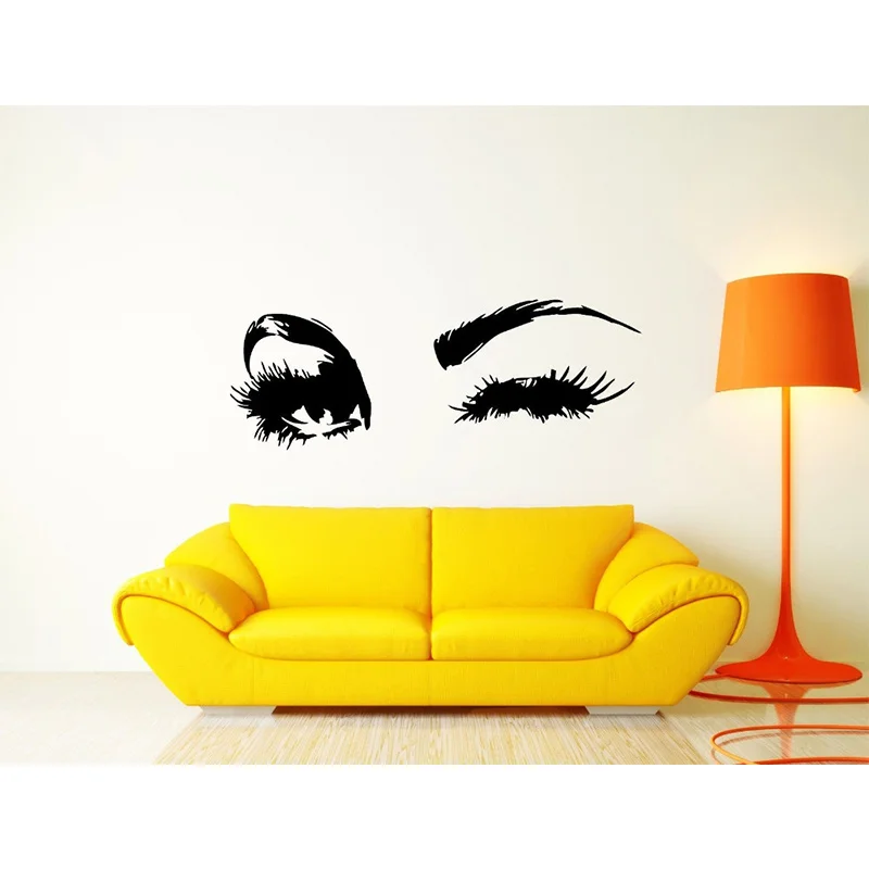 

POOMOO Wall Decor,Wall Vinyl Sticker Decal Sexy Girl's Face Wink Beautiful Eyes Salon Spa