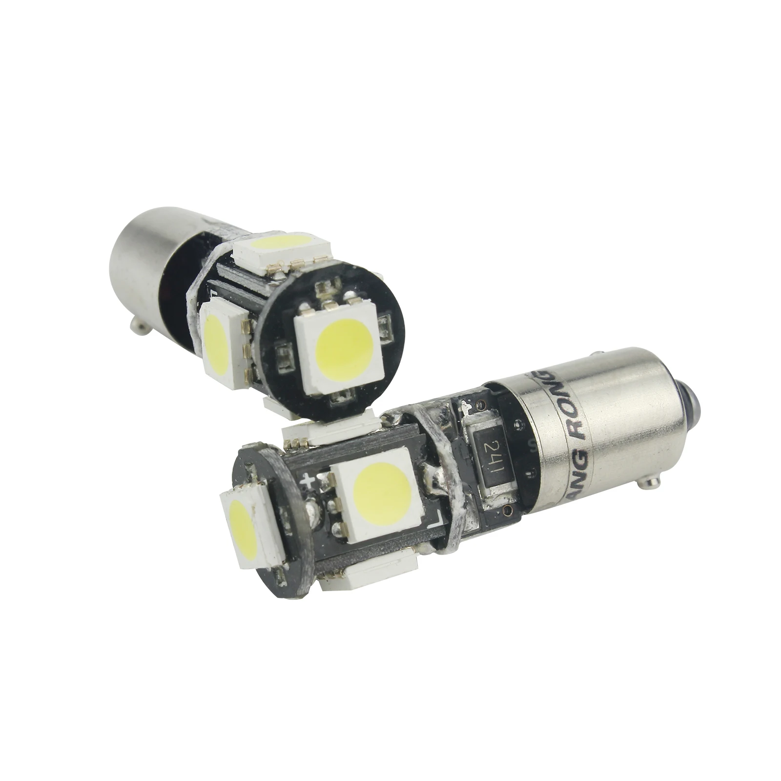 ANGRONG 2pcs H6W BAX9s 5 SMD Xenon White LED Daytime Parking Side Light Bulbs Error Free