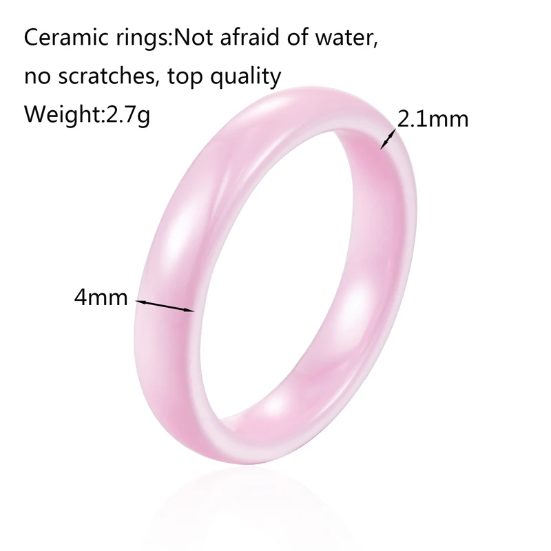 New Wide 4mm And 6mm Beautiful Smooth Ceramic Woman Ring High Quality Light Pink Black White Wholesale Ring Jewelry For Women