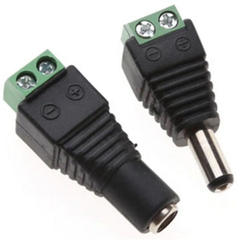 5,5mm x 2,1mm Weiblich Männlich DC Power Stecker Adapter für 5050 3528 5060 Einzigen Farbe LED Streifen und CCTV Kameras