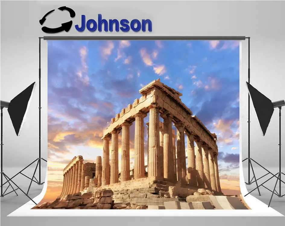 Greece greek grecian Sinset column backdrop  High quality Computer print wall background