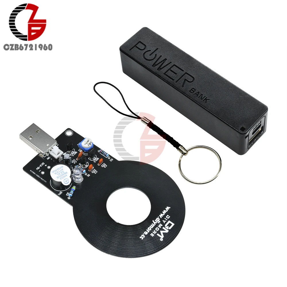 Metal Detector + 18650 USB Power Bank Box Case DIY kits DC 3V-5V Metal Tester Sensor Board with 18650 Battery Charger Module