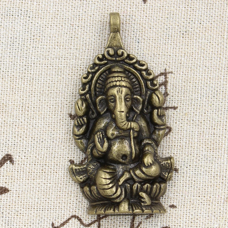 2pcs Charms Ganesha Buddha Elephant 62x32mm Antique Bronze Silver Color Plated Pendants Making DIY Handmade Tibetan Jewelry