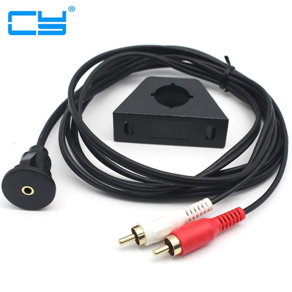 

MP3 AUX input flush mount 2RCA phono to female 3.5mm jack extension cable 1m