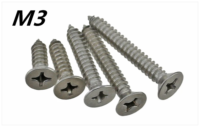 10pcs M3*6/8/9.5/13/16/19/22/25/30/32/35mm stainless steel cross flat head self-drilling screw self-tapping screw