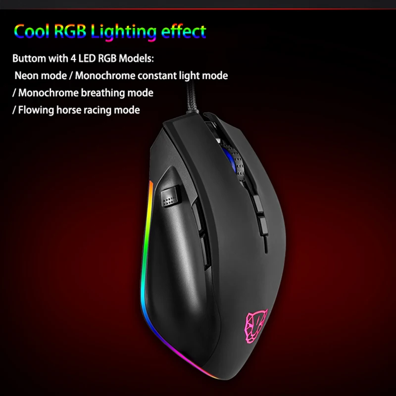 Imagem -05 - Motovelocidade V80 Rgb Profissional Gamer Mouse 5000 Dpi Usb Computador com Fio Óptico Ratos Retroiluminado Respiração Led para Computador Portátil