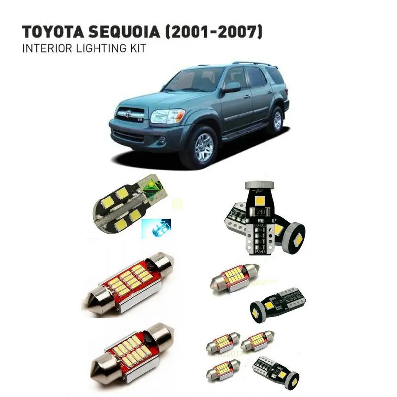 

Светодиодные внутренние фары для Toyota sequoia 2001-2007, 18 шт., светодиодные фары для автомобилей, комплект освещения, автомобильные лампы Canbus