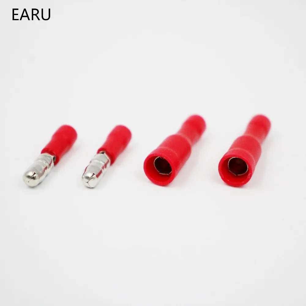 50pcs Red Male Female Bullet Insulated Connector Crimp Terminals Wiring Cable Plug FRD1.25-156 FRD1-156 MPD1.25-156 MPD1-156