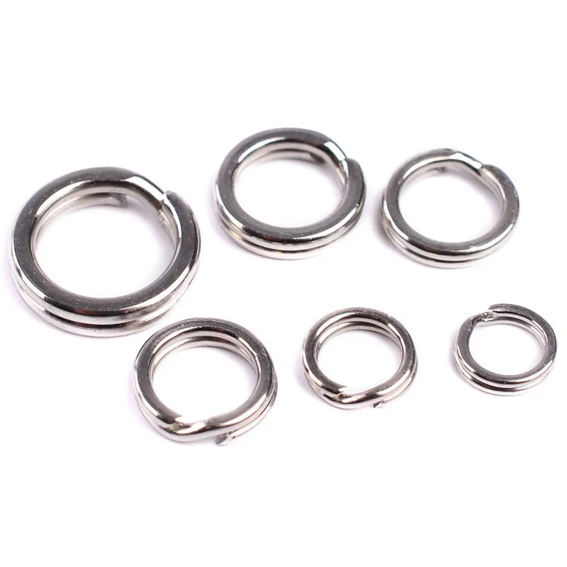 50pcs/lot Stainless Steel Split Rings Heavy Duty Fishing Double Ring Solid Lure Connecting Ring Carp Tool Fishing Accessories