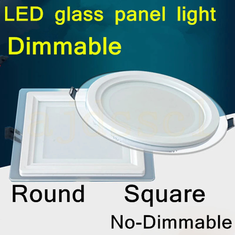 LED Panel Downlight 1PCS Dimmable Super Bright Glass Square round Ceiling Recessed Panel Lights LED Spot Light Bulb AC110V 220V