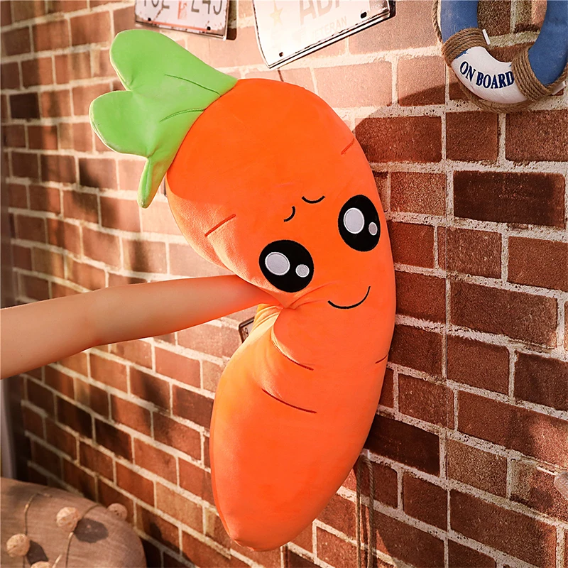 45/50/65/90cm dessin animé sourire carotte en peluche jouet mignon Simulation légumes carotte oreiller poupées en peluche peluches jouets pour enfants cadeau