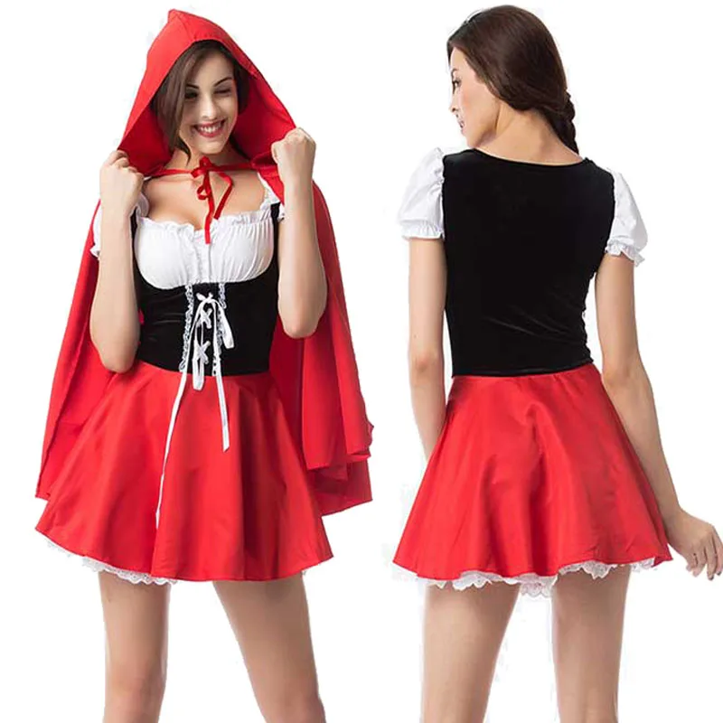 

DJGRSTER Women Cosplay Girl Little Red Riding Hood Cosplay Dress Princess Halloween Costume DS Clothing For Party