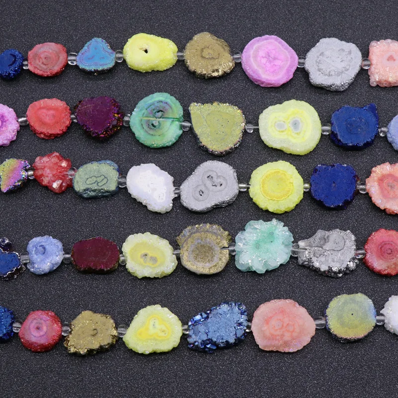 10pcs Natural Irregular Seven-color Section Crystal Sunflower Stone Beads DIY Jewelry Bracelet Necklace Earring Accessories