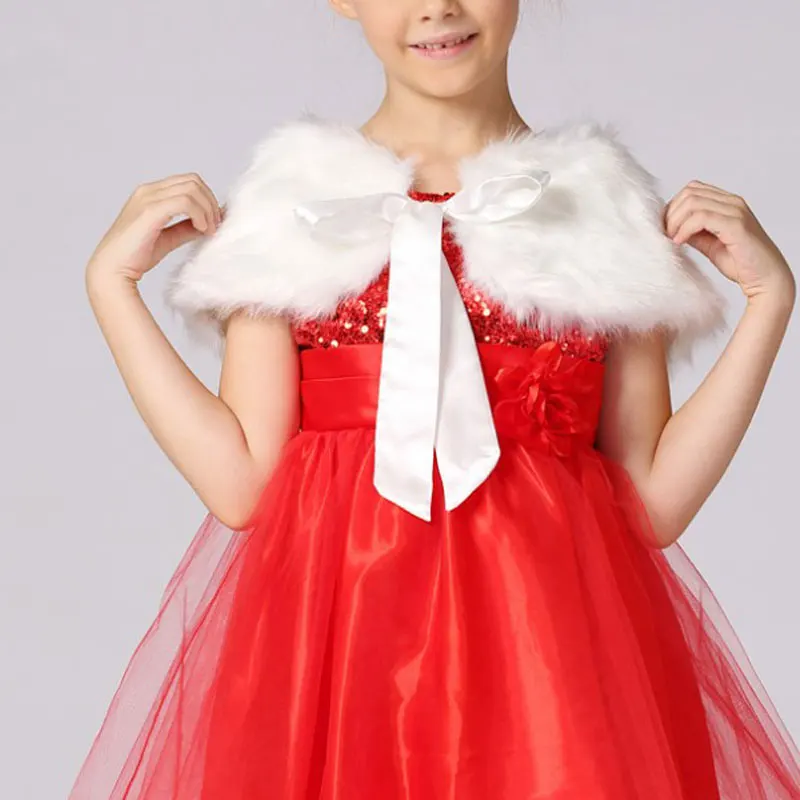 New Arrival Baby Girls Winter Formal Faux Fur Bolero Brand Princess Dress Waistcoat for Girls Spring Wedding Cape