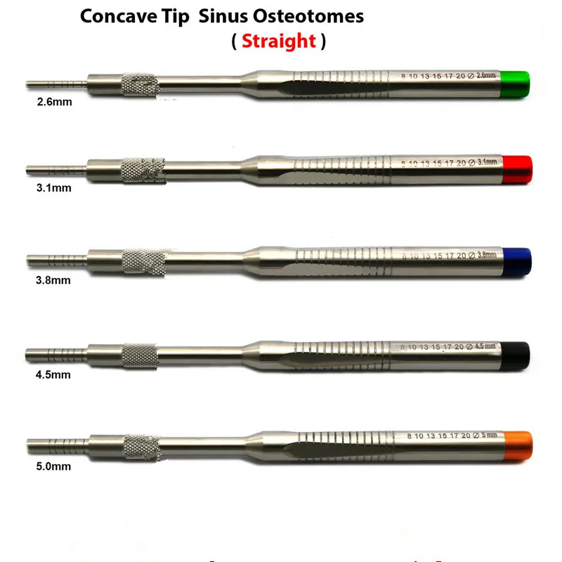 5 Piece Dental Implant Osteotome Instruments Dental tooth extraction tool maxillary Sinus Lift Straight ( Concave Tips)