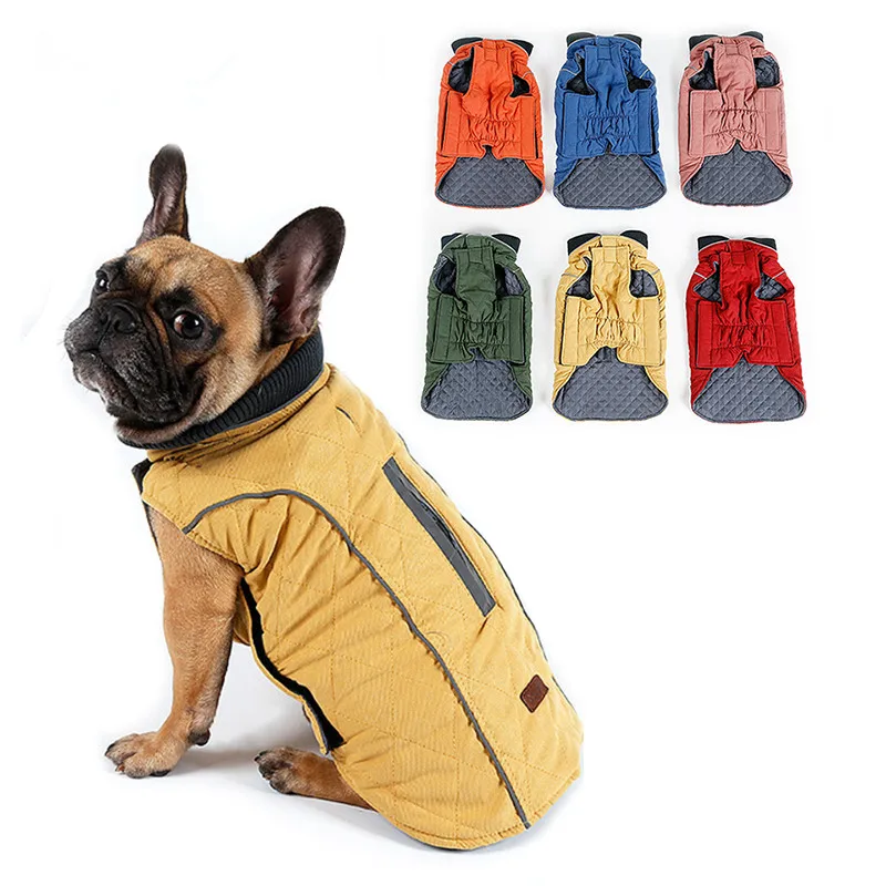 High Quality Dog Clothes Quilted Dog Coat Water Repellent Winter Dog Pet Jacket Vest Retro Cozy Warm Pet Outfit Clothes Big Dogs