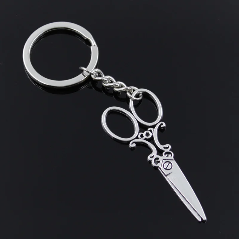 New Fashion Men 30mm Keychain DIY Metal Holder Chain Vintage Sewing Scissors 61x25mm Gold Color Bronze Silver Color Pendant Gift