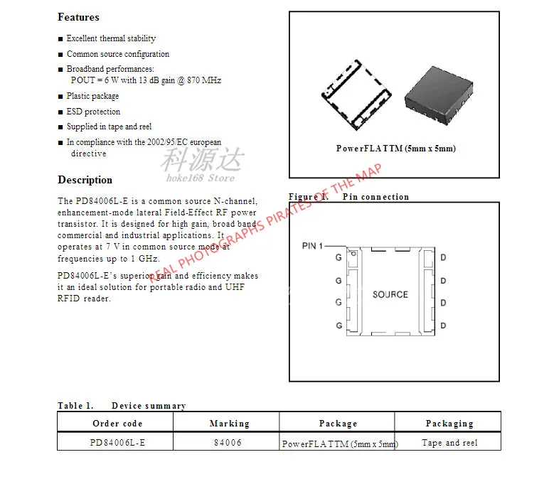 2 قطعة/الوحدة PD84006L-E QFN PD84006 84006 ترانس N-CH LDMOST PWRSO-10RF في الأسهم